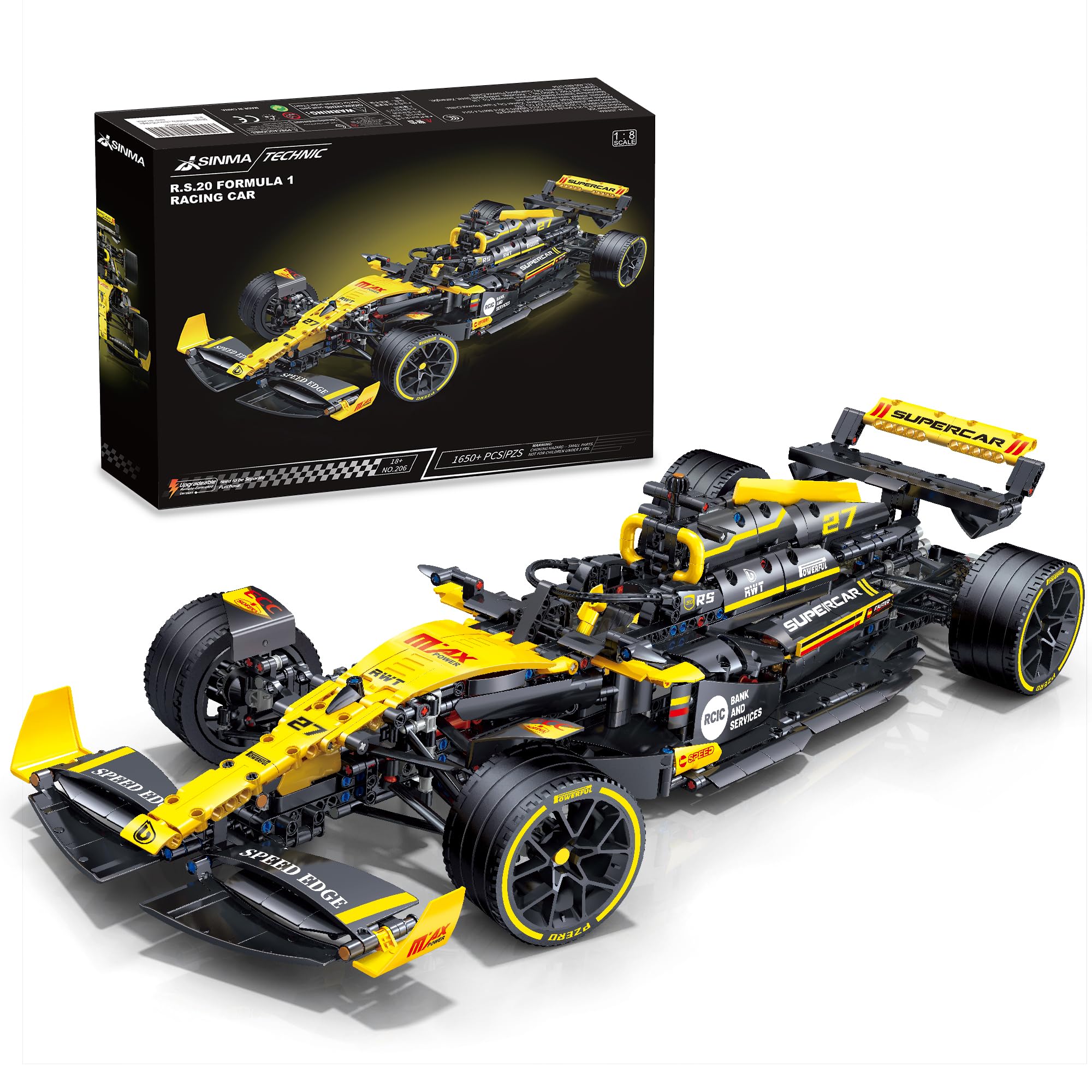 Technic F1 RS20 Racing Car Building Kit – 1:8 Scale Collectible Set for Adults, 1650+ PCS Display Model with Realistic Details – DIY Engineering Gift for F1 Fans, Home or Office Display