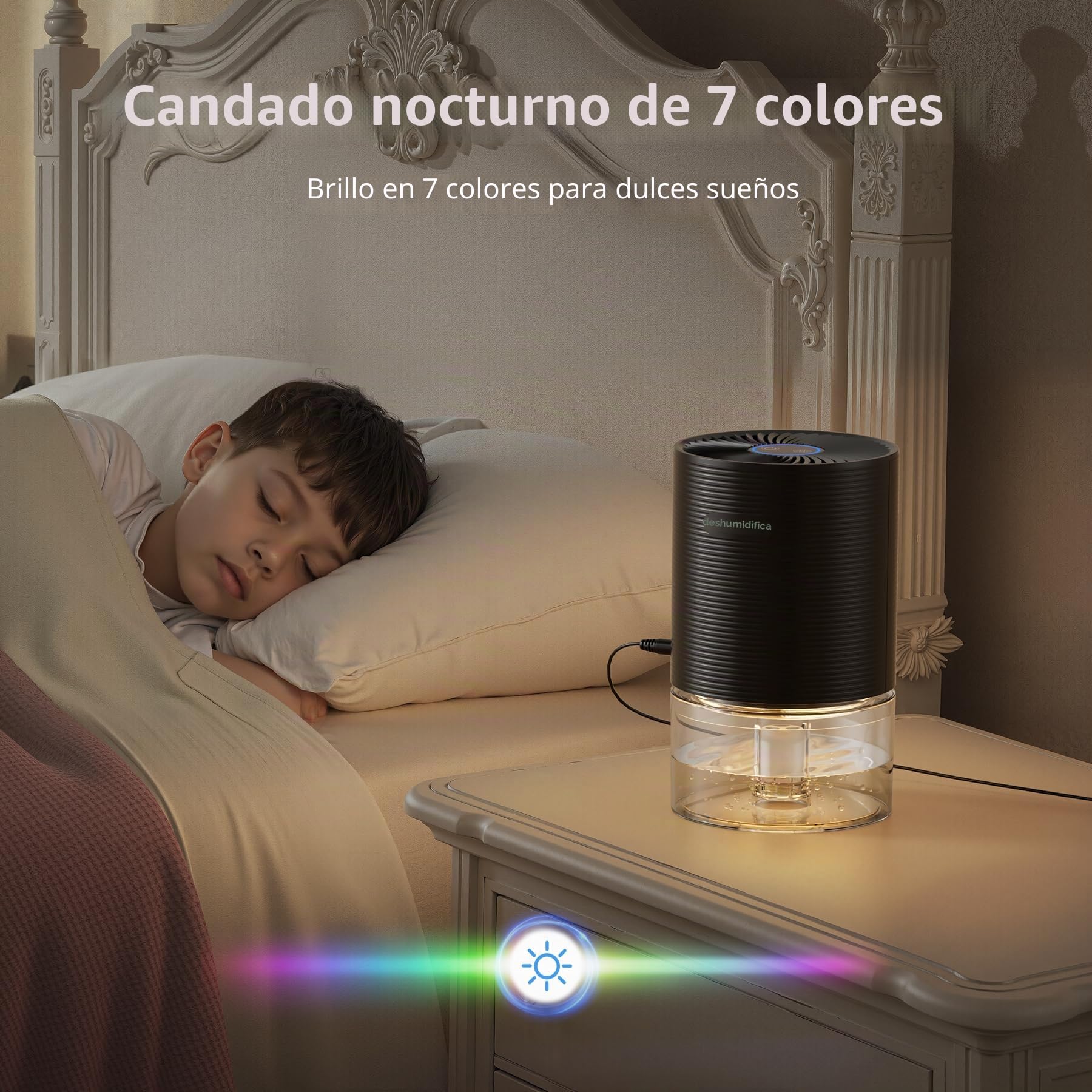 QEXREED 750ml Deshumidificadores para el Hogar, Deshumidificador Portátil | Ultra Silencioso, Apagado Automático, Ahorrador de Energía para Dormitorio, Baño, Armario y Caravana