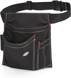Dickies 5-Pocket Single Side Tool Pouch Work Apron - Durable Canvas, Adjustable Belt Fits 32-56" Waists