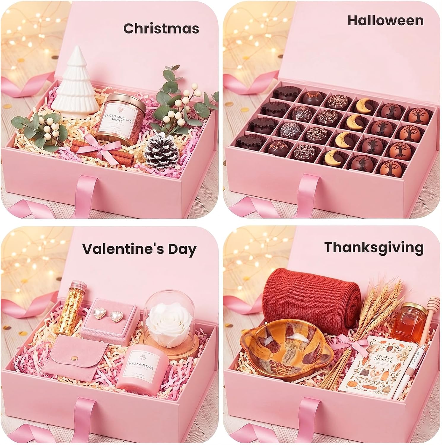 jsvant Pink Gift Box with Ribbon, 10.2"x9"x3.74" Magnetic Lid Gift Boxes image 5