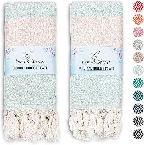 Vista 18 de Toallas de mano turcas para baño 2 toallas de baño decorativas Toallas de cocina de granja 100% algodón Toallas de mano bohemias de 16 x 35