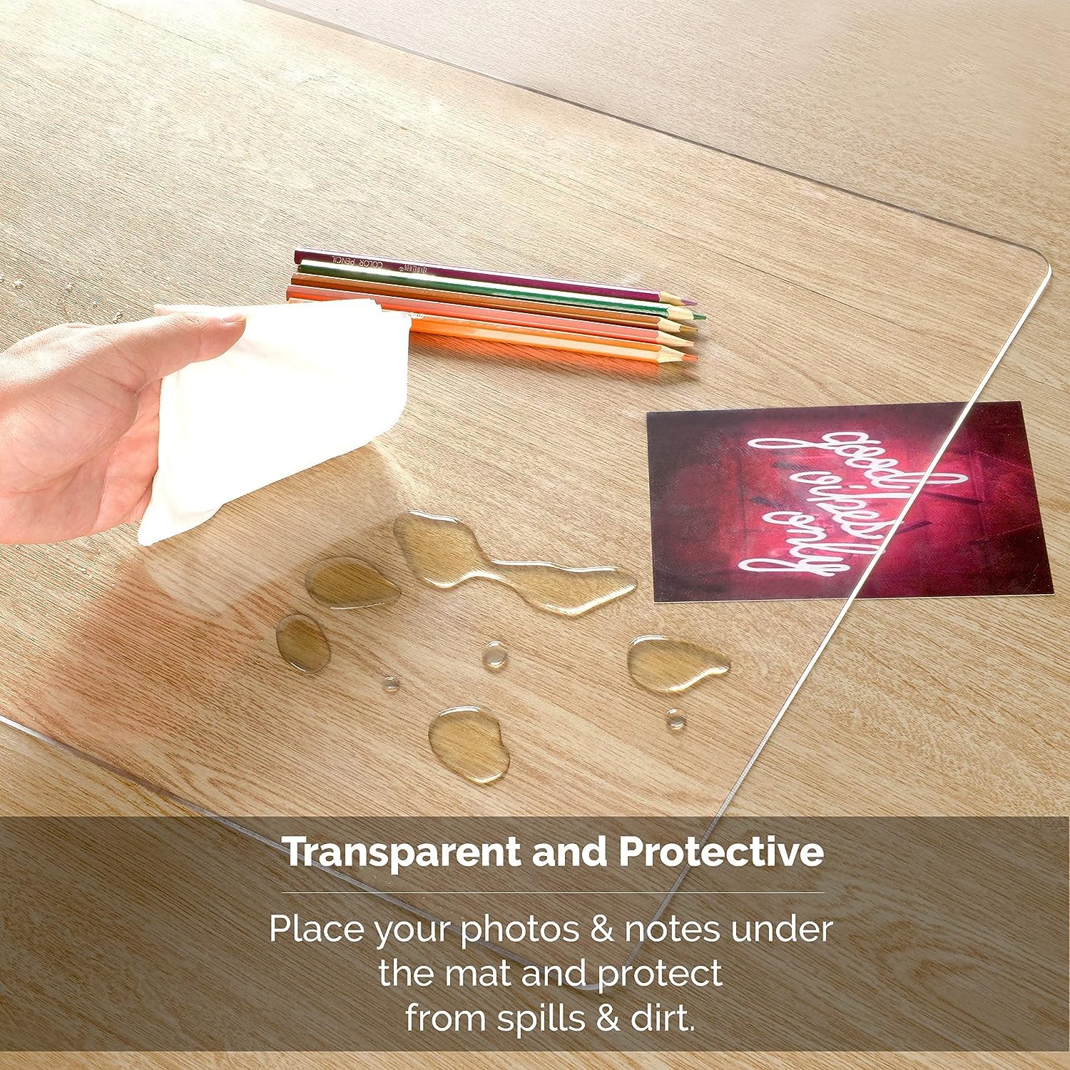 Protector De Escritorio Transparente 60x120 Cm - Alfombrilla Impermeable, Antideslizante, Cortable