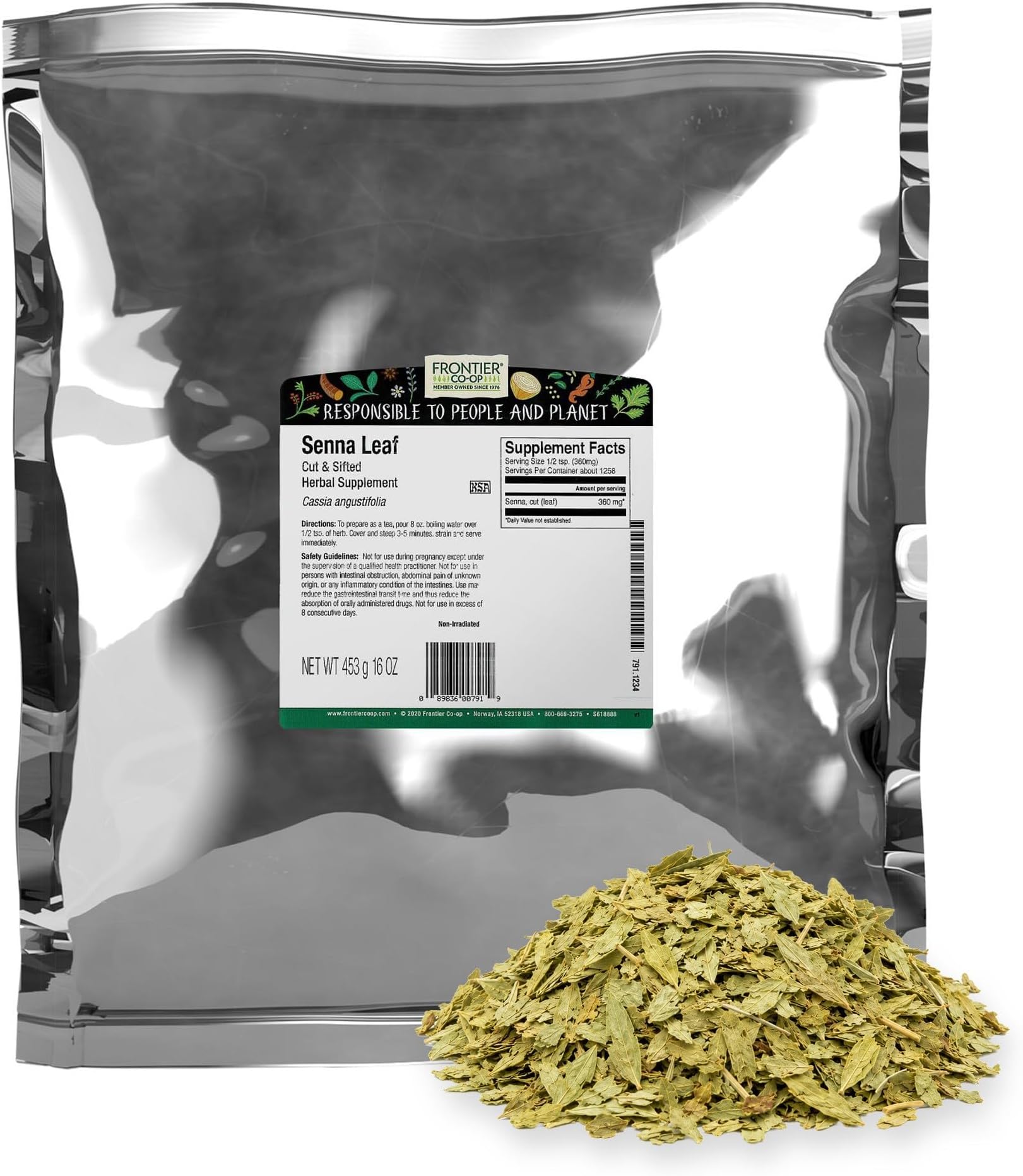 Frontier Senna Leaf, Cut & Sifted, 16-Ounce Bag