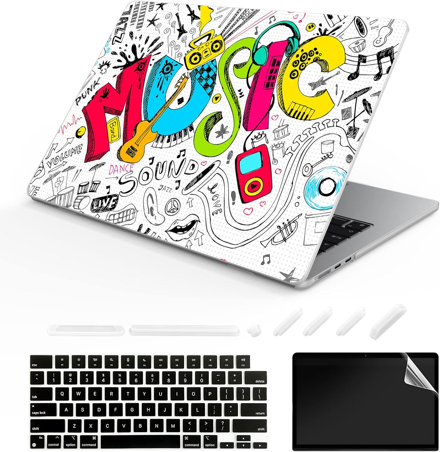 Compatible MacBook Air 13.6 inch Case 2022 Release Model: A2681 M2 Chip, Printed Pattern Hard Shell Laptop Sleeve and Keyboard Cover for MacBook Air 13.6, Exquisite Graffiti A3