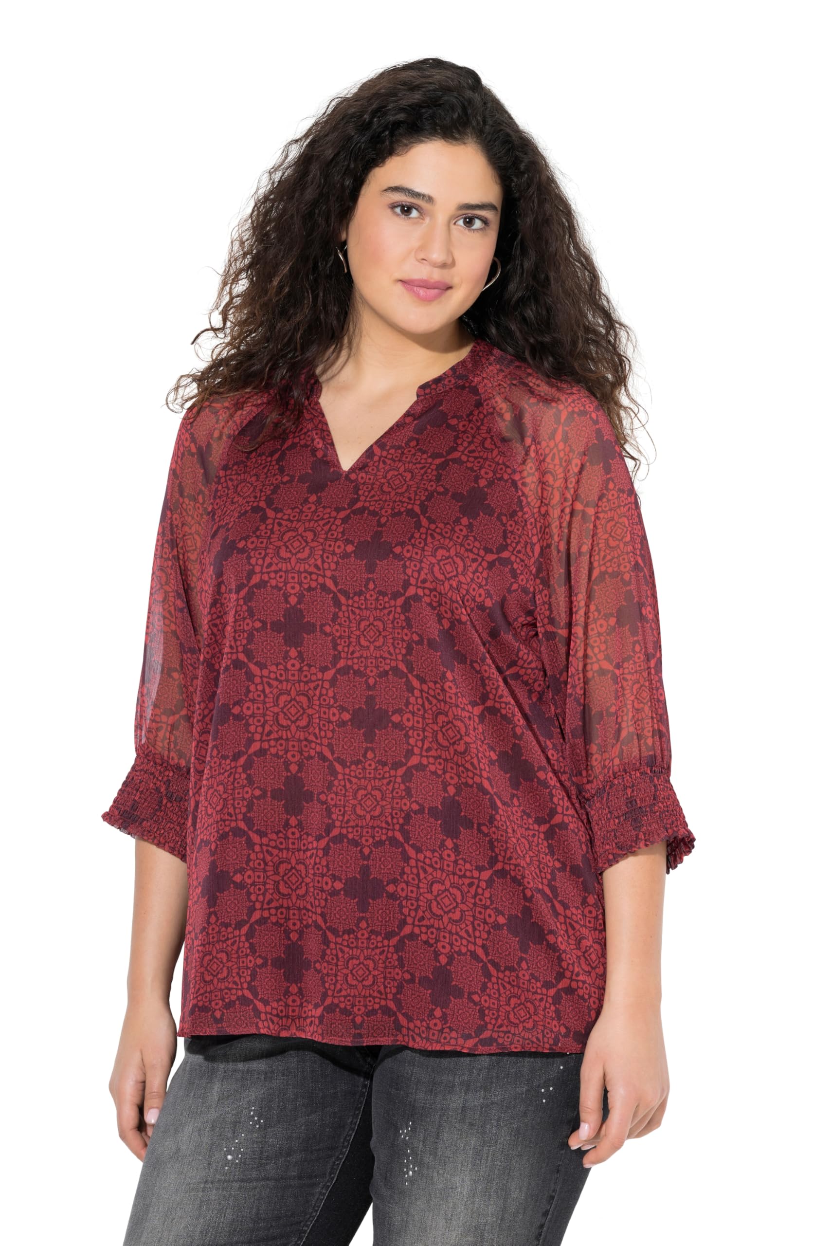 Ulla Popken Damen große Größen Übergrößen Plus Size Tunika, Oversized, Tunika-Ausschnitt, Langarm 842171