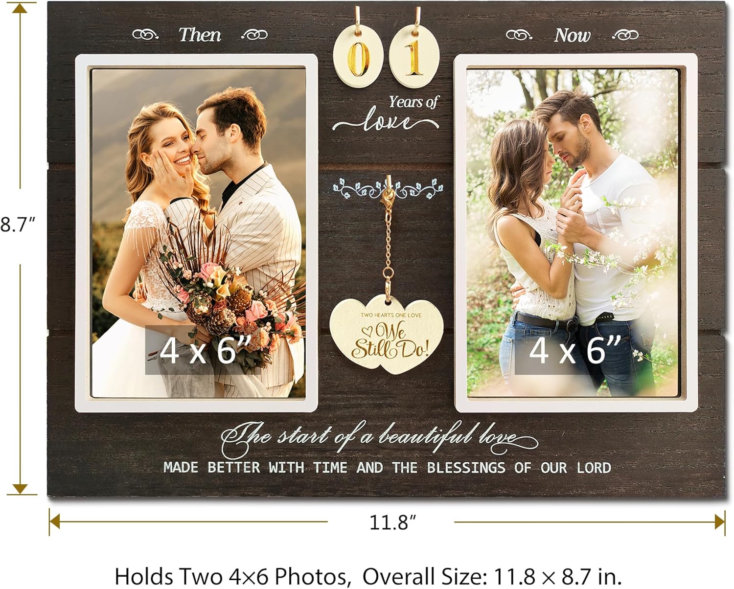 A'arkaJ Anniversary Wedding Gifts for Couple Parents Wife Husband, Then & Now Anniversary Picture Frames(3 Options)