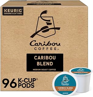 Caribou Coffee Caribou Blend Medium Roast K-Cup Pods, 96 Count - Smooth Balanced Keurig Coffee with Recyclable Pods