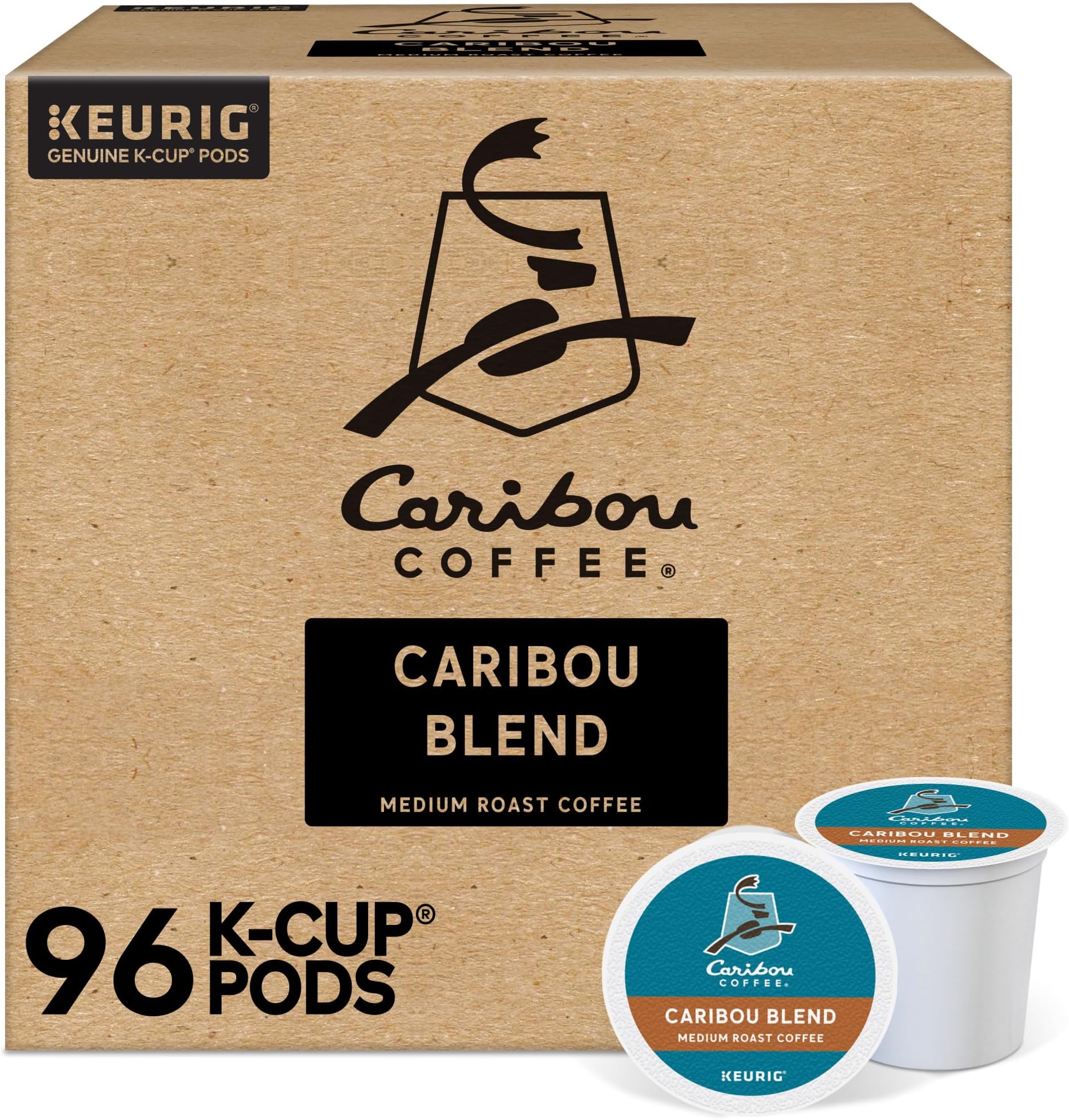Caribou Coffee Caribou Blend Keurig Single-Serve K-Cup Pod, Medium Roast Coffee, 96 Count