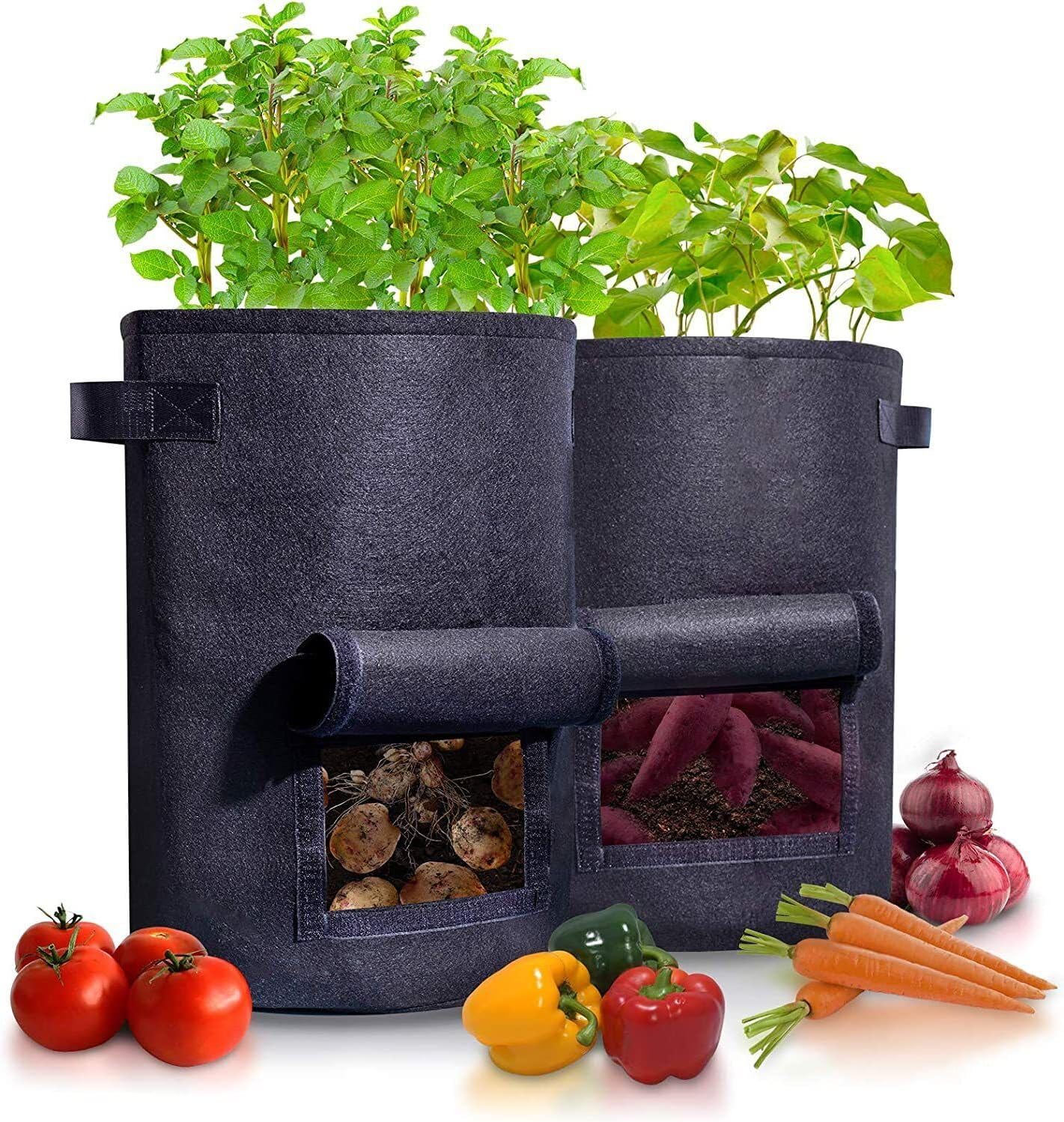 WY8 Pack of 2 Plant Grow Bags with Handle Potato Grow Bags 7 Gallon