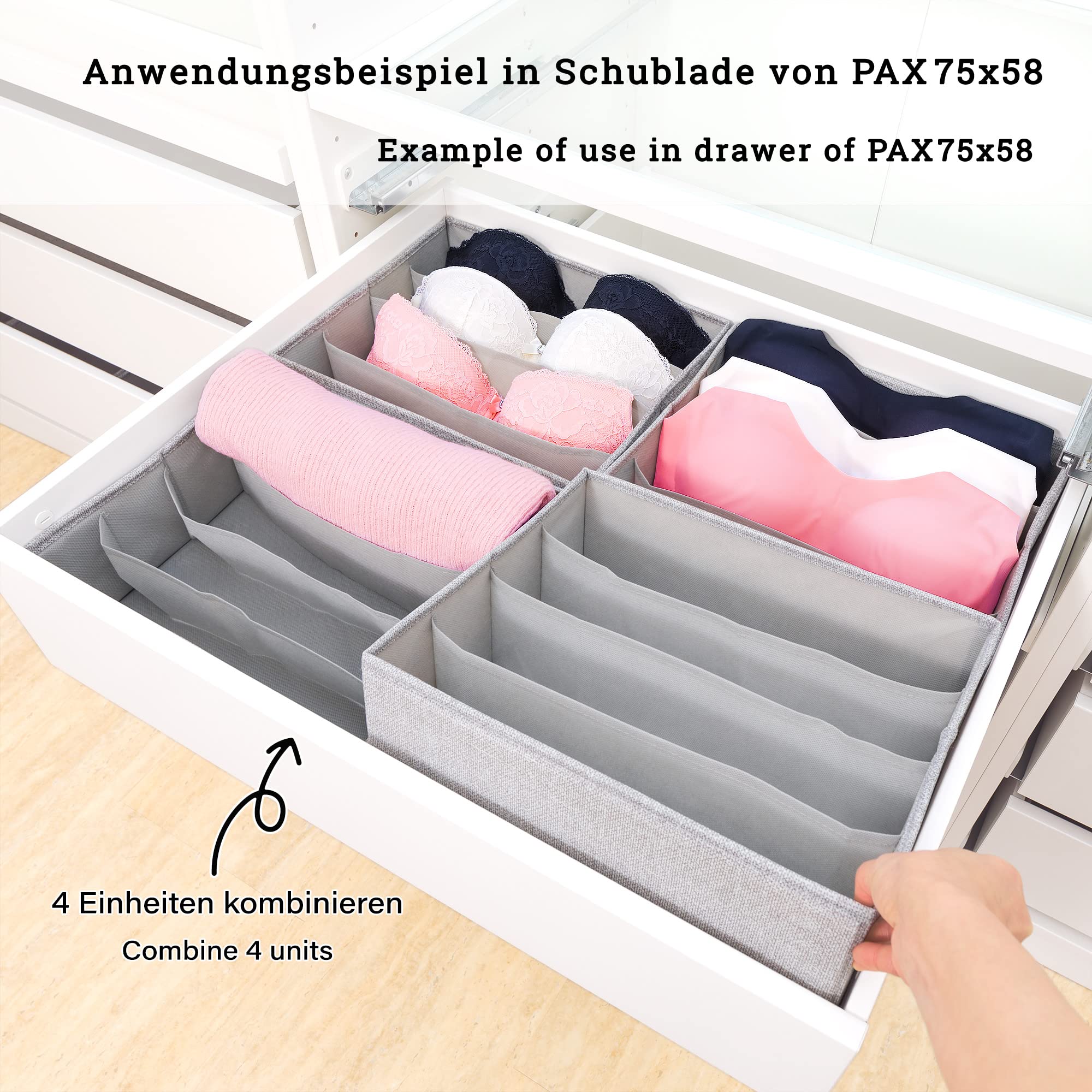 unterwäsche aufbewahrung ikea SIMPLE JOY® BH Organizer Modul des PAX75 & PAX100 Organizers für 4Fach Hosen platzsparend falten: Clevere yellow A slightly deeper fabric Fiets inruilen?:Nee