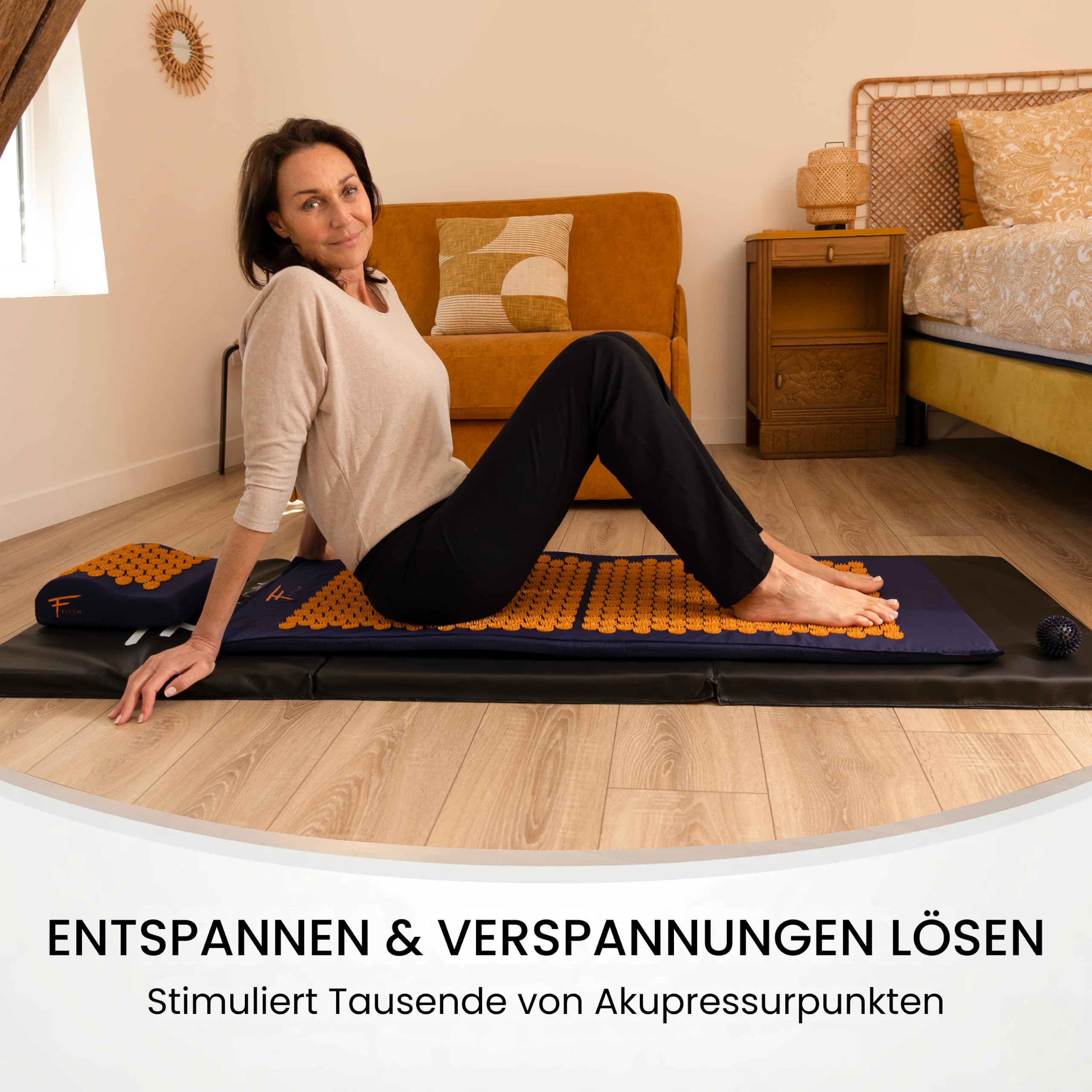 XL Akupressurmatte mit Kissen Massage lindert Rücken und Nackenschmerzen Ischias Entspannung