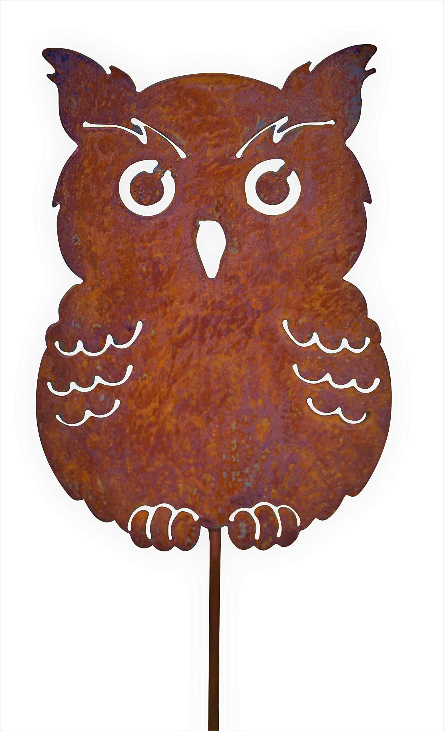 Unbekannt Eule auf Stab Rost Edelrost Metall Rostfigur Deko Dekoration