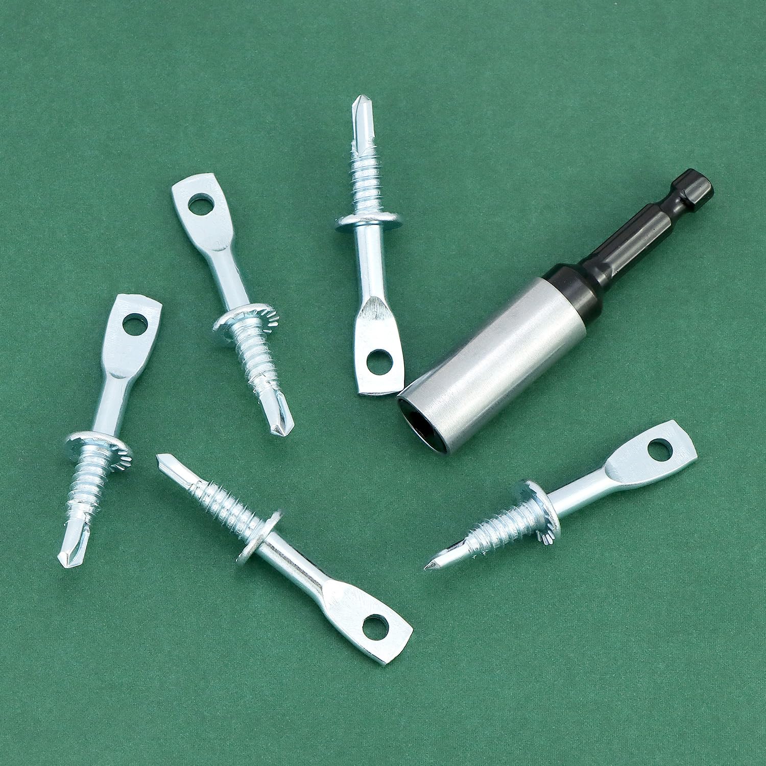 QWORK 100 Pcs 2 Inch Eye Lag Self-Tapping Screws with 2-5/8" Driver, Eye Lag Wood Screws, Attaching Hanger Wire to Joists Eye Bolts, for Accommodates Jack Chain Ceiling Wire