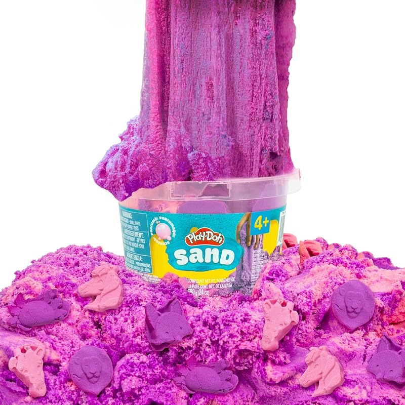 Sand Slime Bucket, Pink and Purple (Bubblegum Scented), 1.5 Pounds of Play Sand in Resealable Bucket with Animal Molds on the Lid, Creativity for Kids Sensory Toys