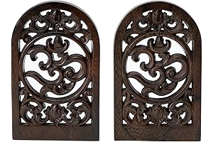 OM Yoga Bookends: Hand-Carved Vogue Gadgets for Shelf Decor