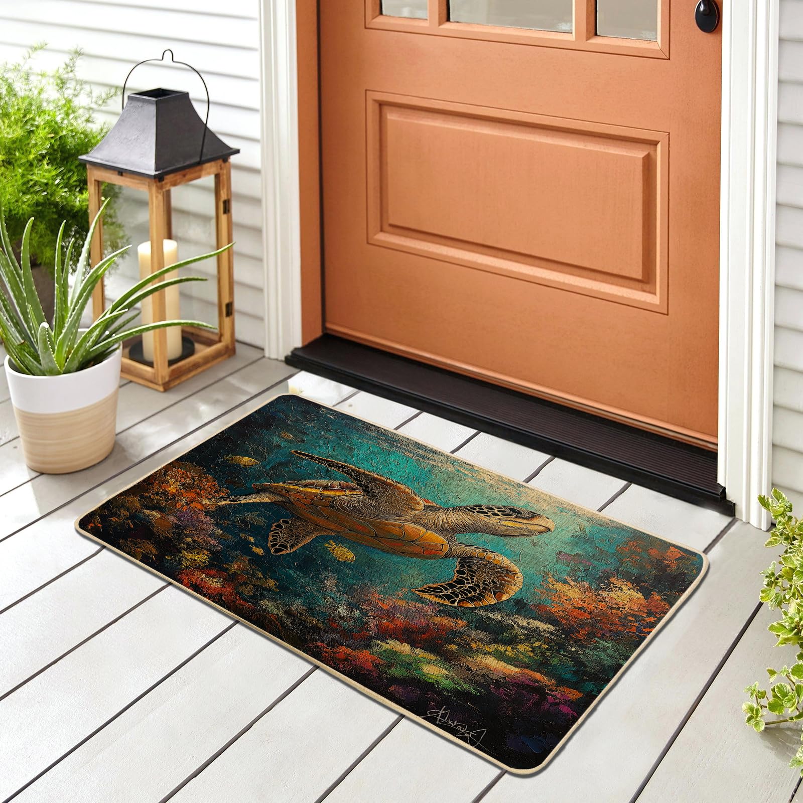 Tapis de porte sous-marin lavable paillasson océan antidérapant pour chaussures