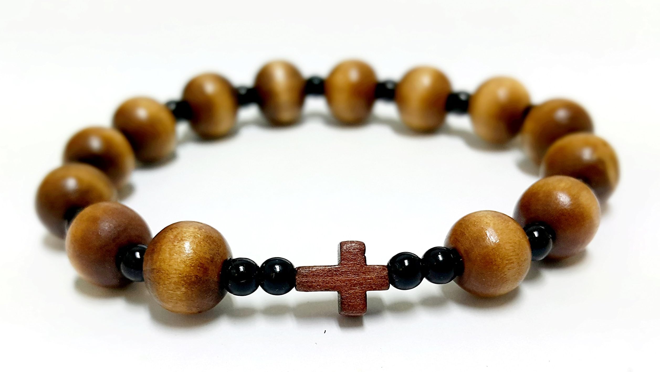 Catholic Rosary Wooden Beads Bracelet Pre-Wrapped Gift Ready to Give (MB-3)
