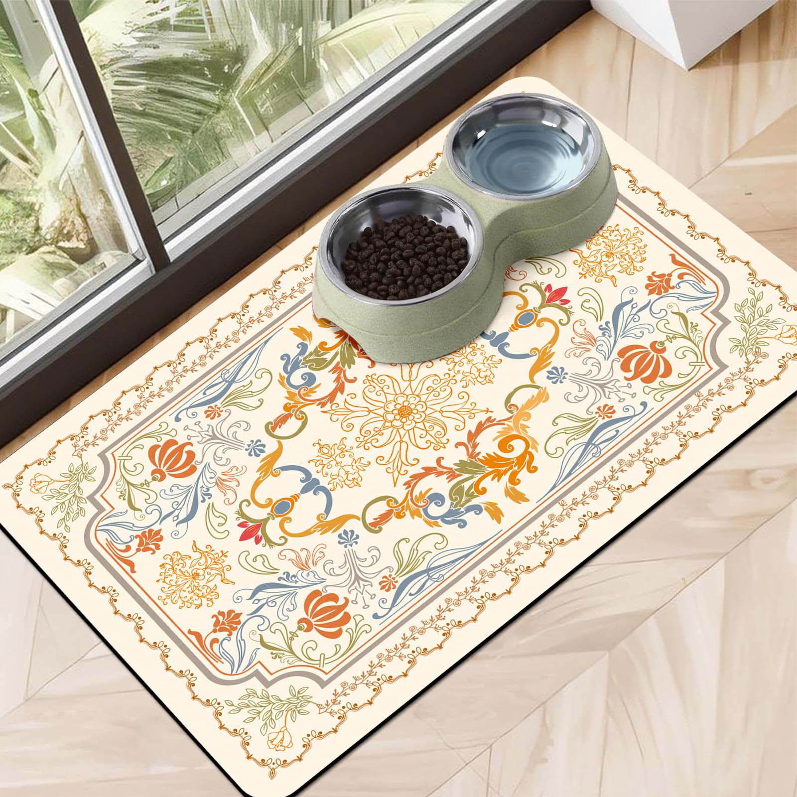 Dog Food Mat Absorbent 16 24 Pet Mat for Floors Waterproof Quick Dry Dog Bowl Mat for Food
