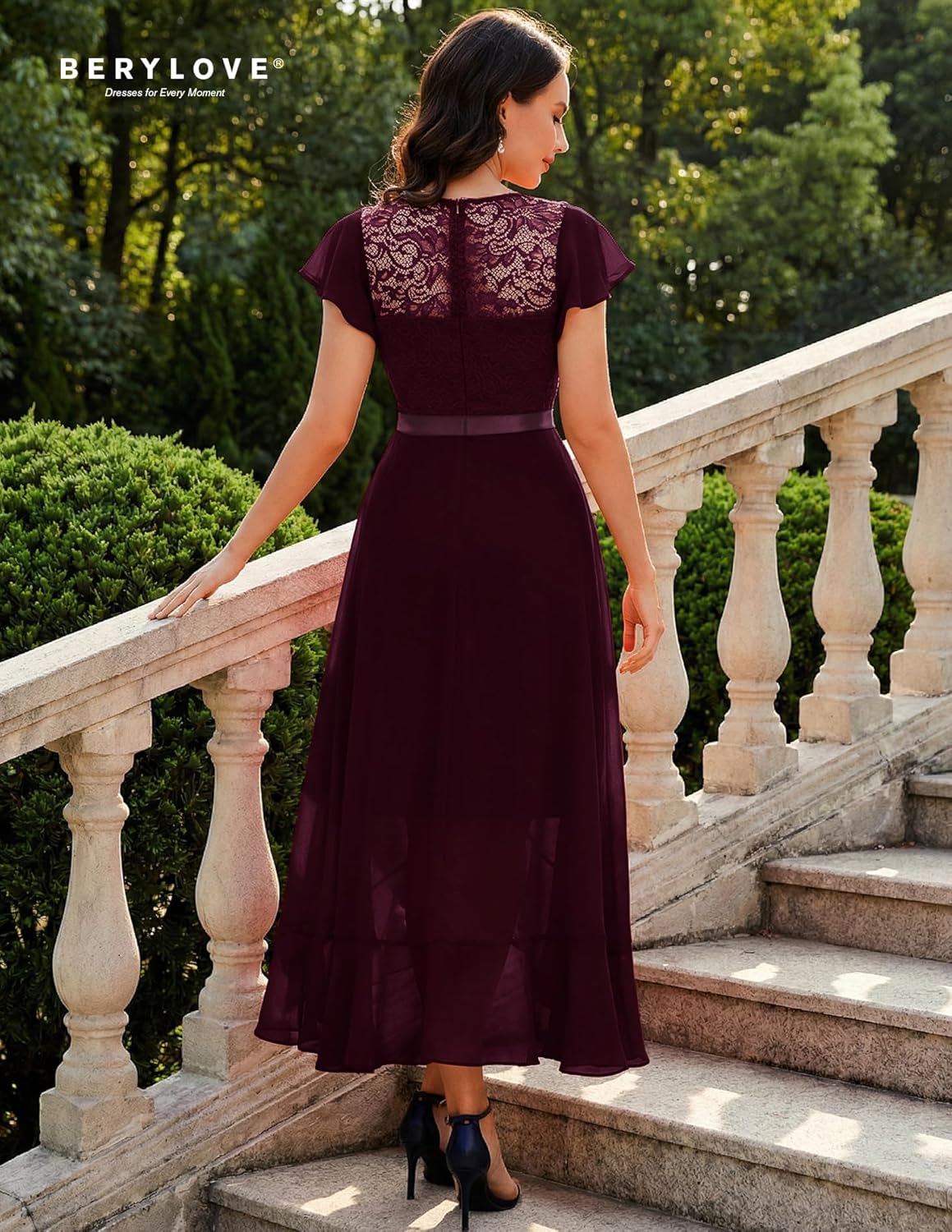 BeryLove Formal Dresses for Women 2026 Wedding Guest with Slit Cocktail Elegant Lace Long Prom Dress - Image 4