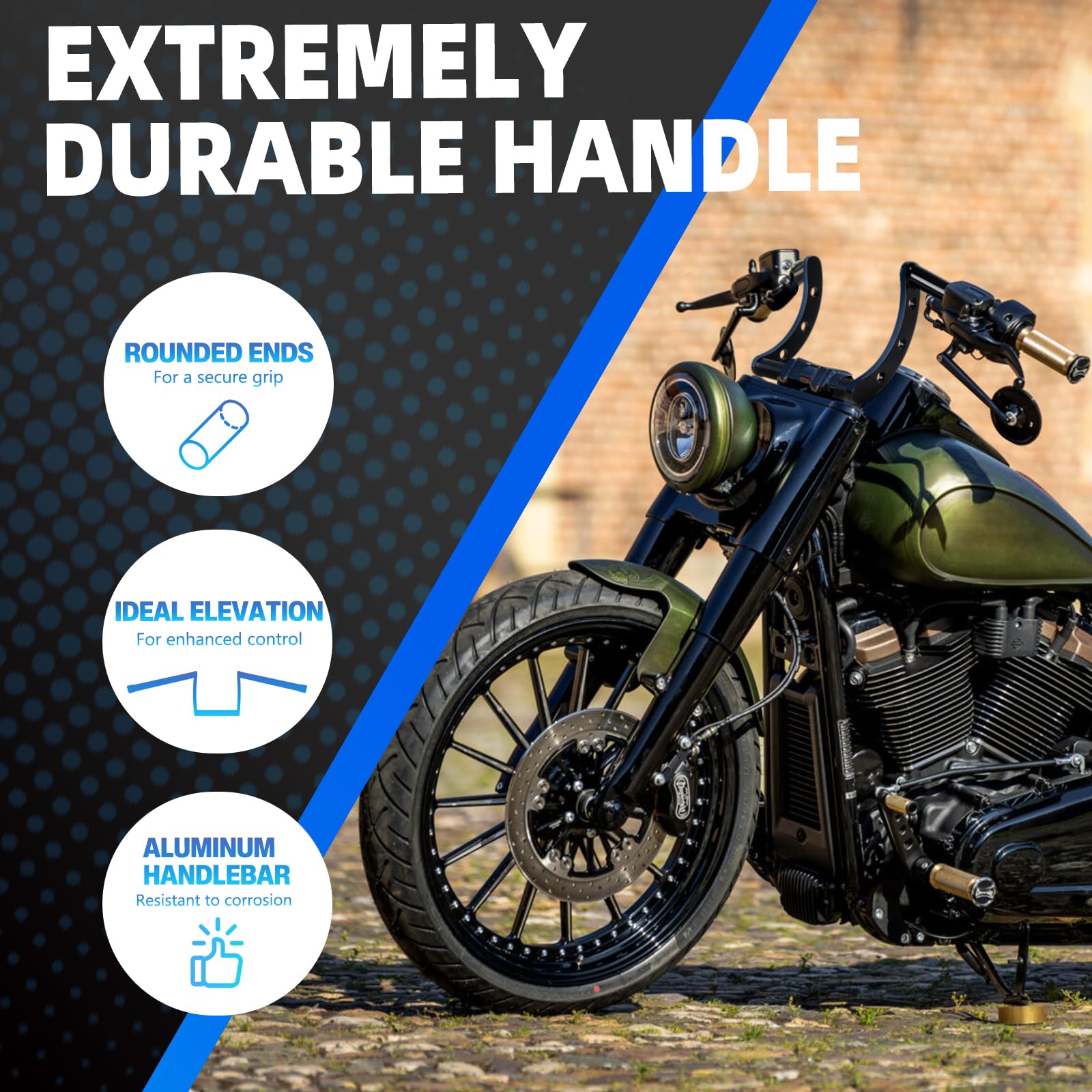 DREAMIZER Manubrio per Moto 25mm 1" Ape Hanger Compatibile Chopper Cruiser
