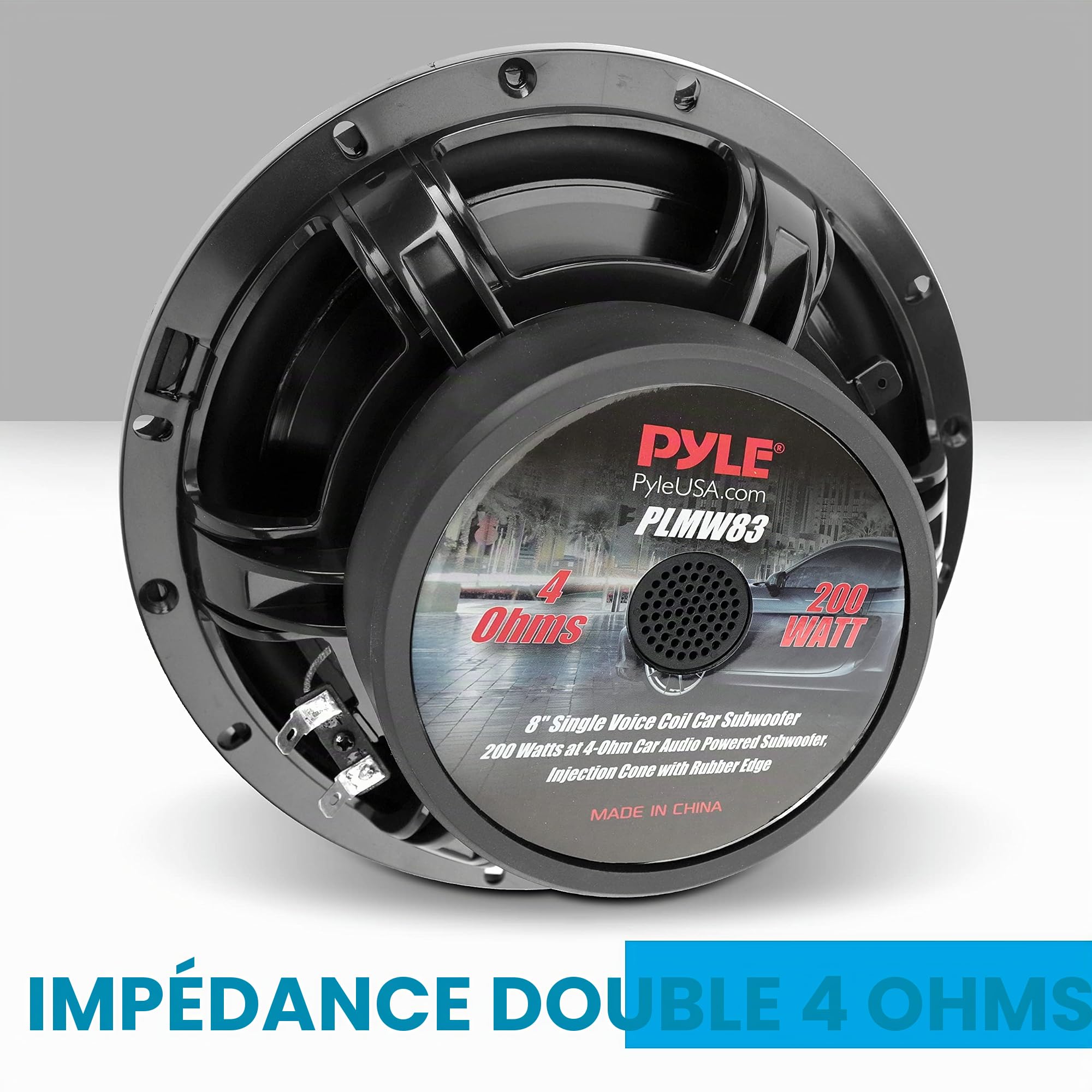 Pyle Caisson de Basses pour Voiture à Bobine vocale Simple - 200 W à 4 ohms - Cône d'injection avec Bord en Caoutchouc - Caisson de Basses de Voiture Haute Puissance - PLMW83