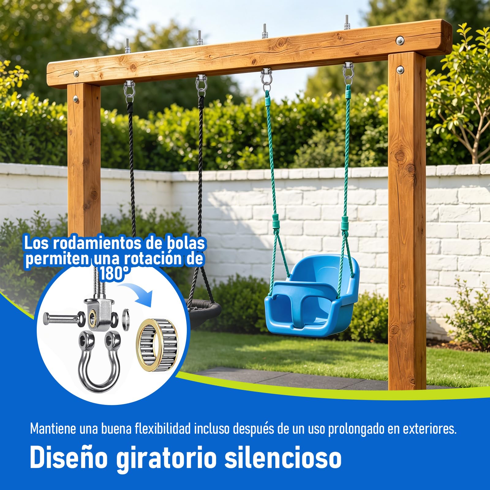4uds Gancho para Columpio M10 Acero Inoxidable 285mm para Hamacas