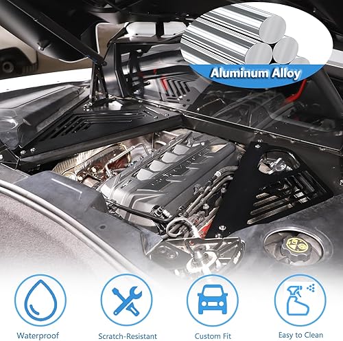 Miniatura 4 de Sekhyna Cubierta de panel de bahía del motor compatible con Chevrolet Corvette C8 Stingray 2020-2024 aleación de aluminio 2 piezas compartimento del