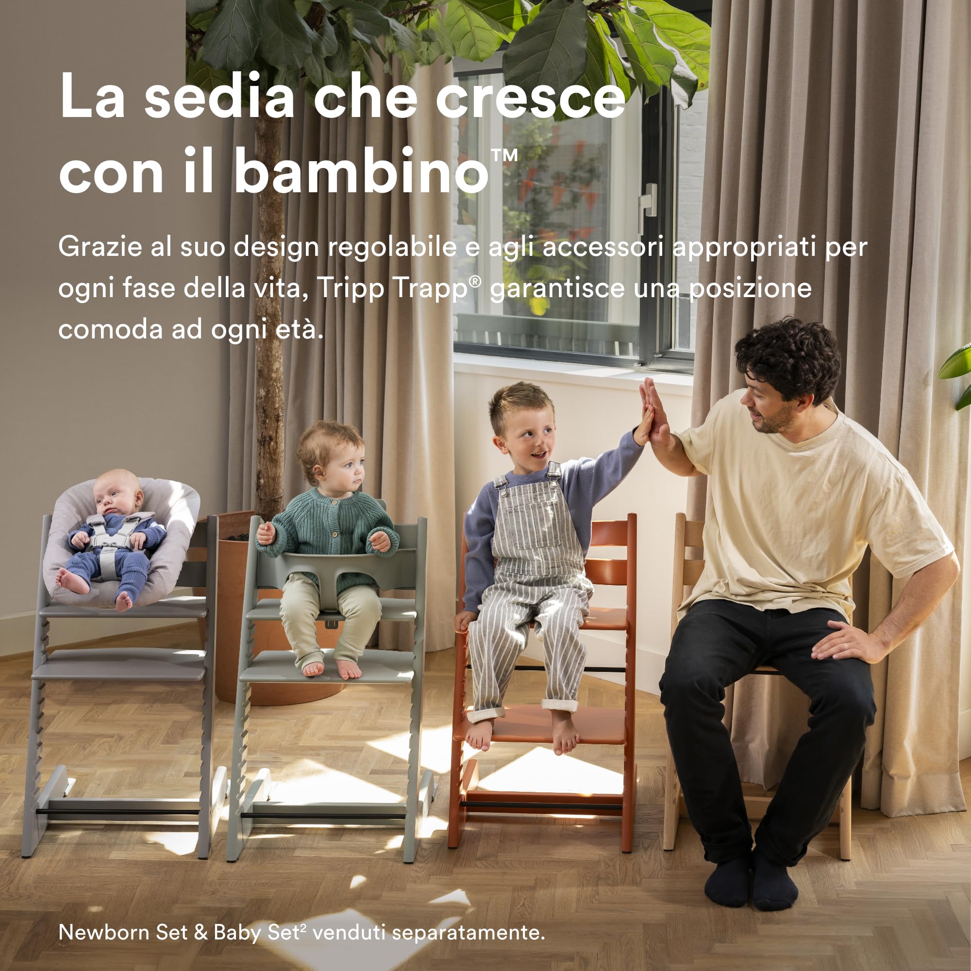 Tripp Trapp - Sedia Stokke, Oak Brown, regolabile, regolabile, per bambini, bambini e adulti, pratica ed ergonomica, in legno di quercia