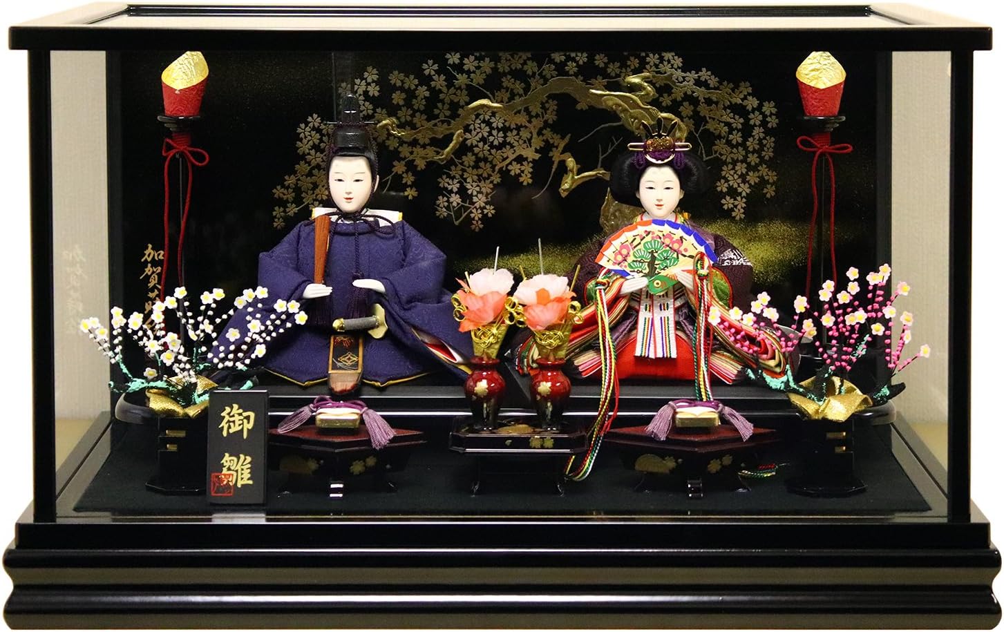 雛人形 ケース入り親王飾り 春日雛 間口48.5×奥行28.5×高さ29.5