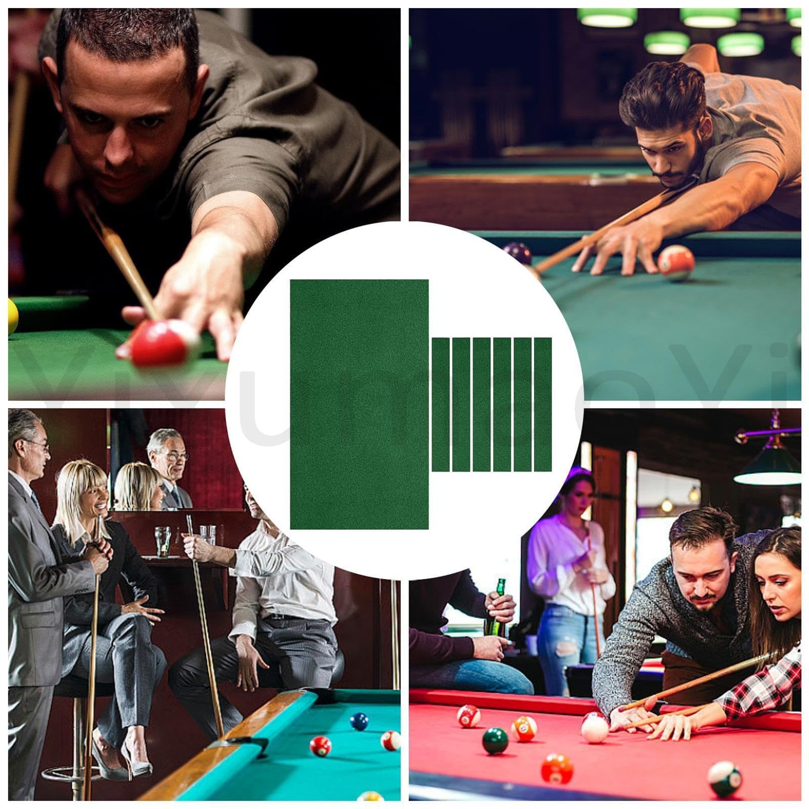 Generico Panno da Biliardo, Tessuto in Feltro con 6 Strisce di Tessuto per Tavoli da Biliardo da 7/8/9 Piedi, Accessori Ricambio in Panno Biliardo per Snooker, Bar, Club, Hotel, ECC,A-7ft