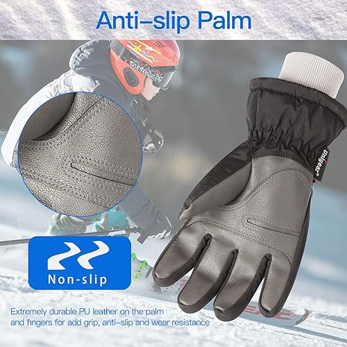 Miniatura 5 de Unigear Guantes de esquí para niños, impermeables, para invierno, clima frío, snowboard y snowboard, se adaptan tanto a niños como a niñas