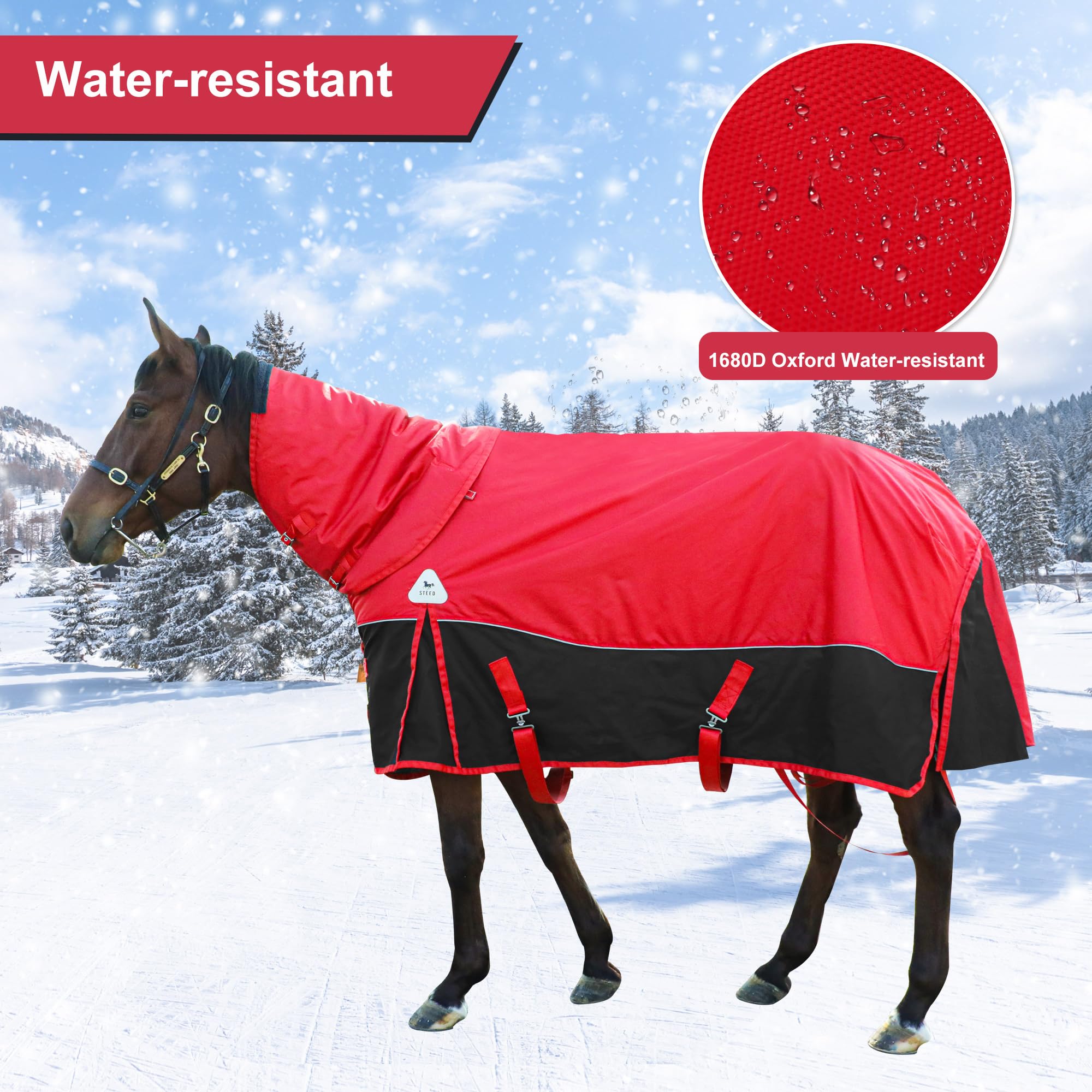 Red Horse Blanket - Waterproof, Snowproof, 300g Filling, 1600D