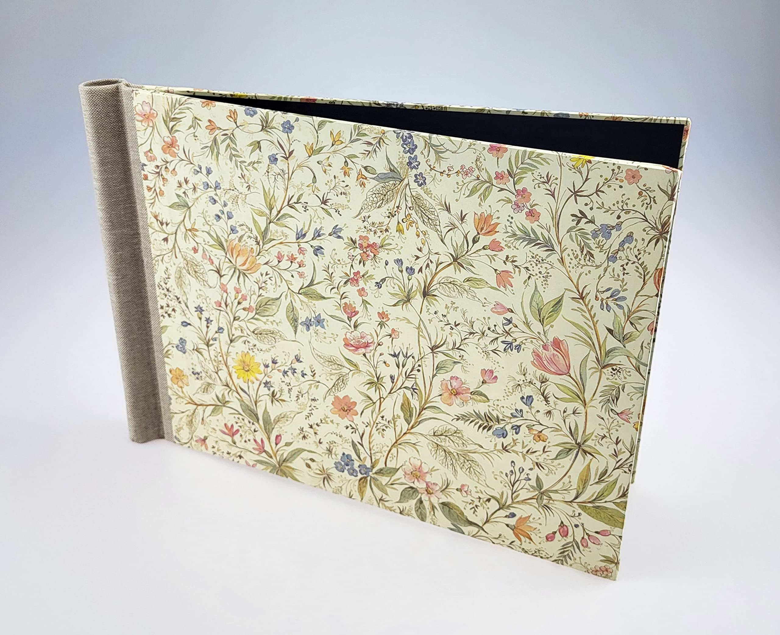 Klemmbinder Primavera Naturleinen, A4 QUER Multicolor mit Goldakzenten