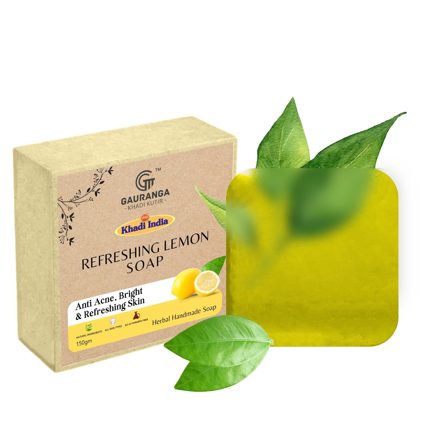 Buy Khadi Lemon Soap 150gm Gauranga Khadi Lemon Handmade Premium Soap