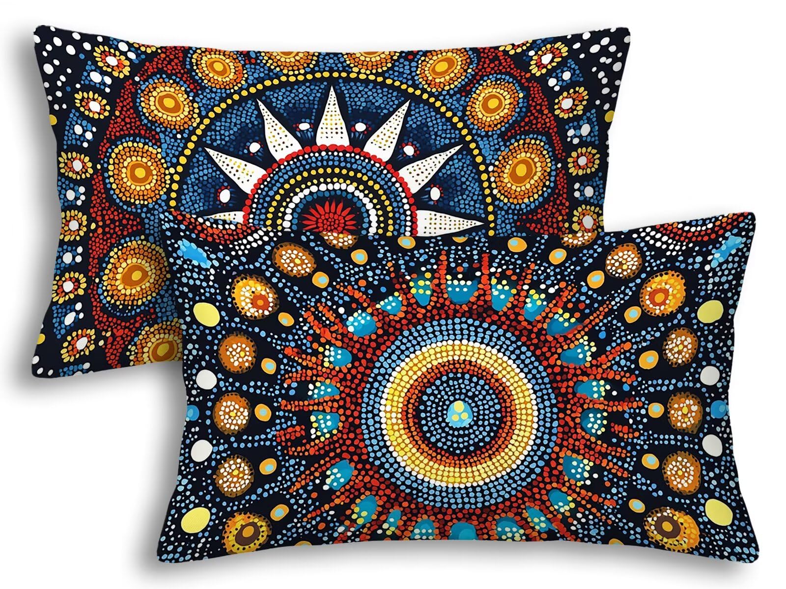 Fundas de cojín 40x80 mandala en terciopelo juego de 2 piezas rectangulares con cremallera