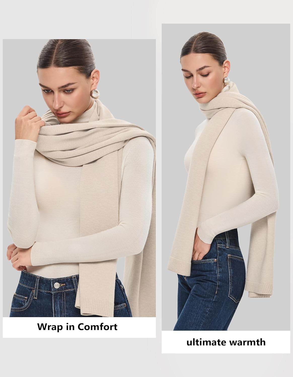 PULI Women's Pashmina Shawl Wraps for Evening Dress Large Scarf Blanket Long Wedding Bridal Winter Warm Shoulder Wrap - Image 5