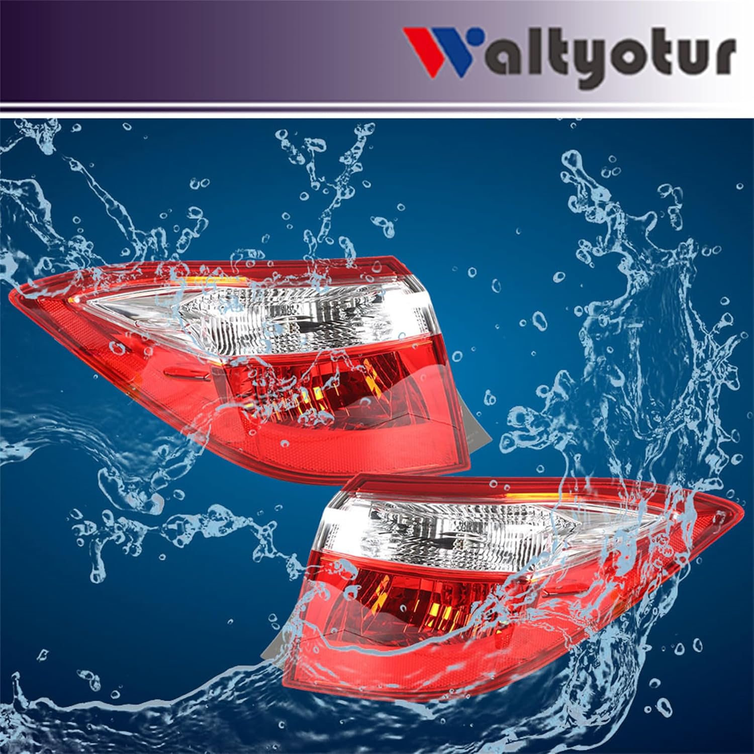 waltyotur A Pair Clear Len Tail Lights Brake Lamp Driver+Passenger Tail Light Red Brake Lamp Replacement for 2014-2016 Corolla 815600275