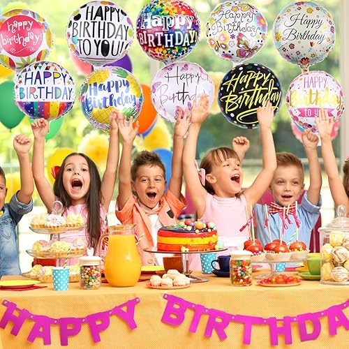 Miniatura 4 de 50 globos de papel de aluminio para fiesta de cumpleaños de 18 pulgadas, globos inflables redondos de Mylar para fiestas de cumpleaños, suministros