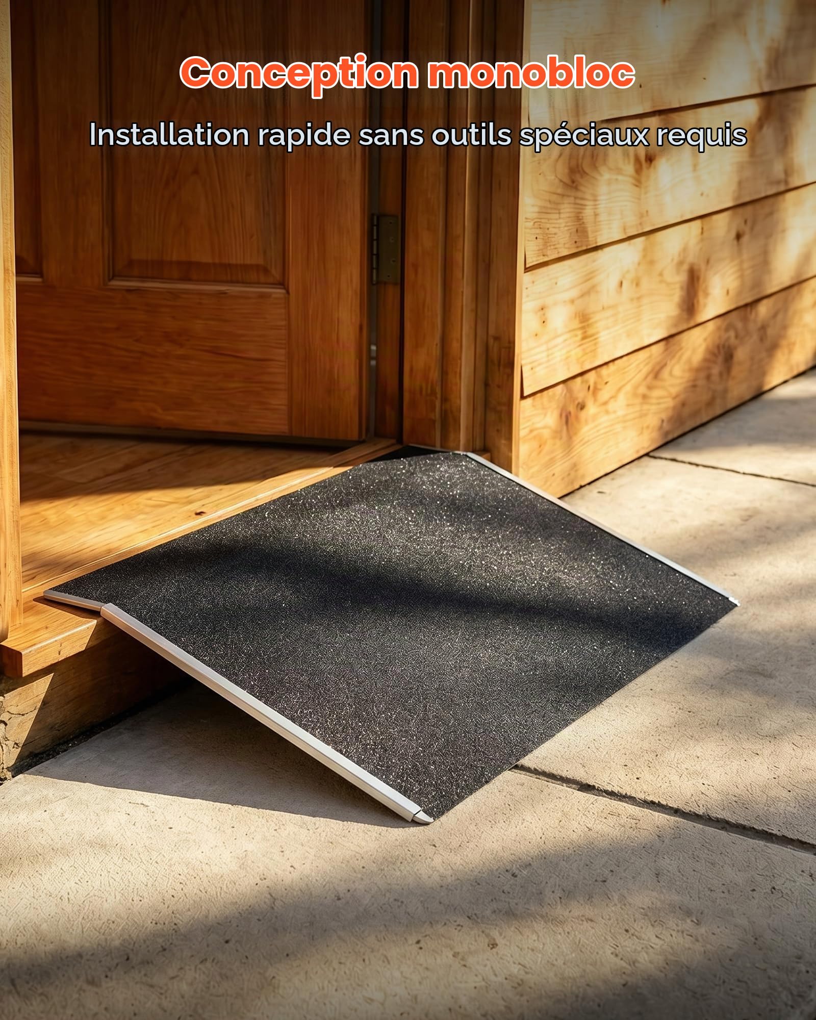 VEVOR Rampe de Seuil 810x390 mm, Rampe de Chargement en Aluminium Antidérapante pour Fauteuil Roulant, Charge 181,4 kg, pour Seuil de Porte, Trottoirs, Marches, Déambulateurs, Chariots et Scooters