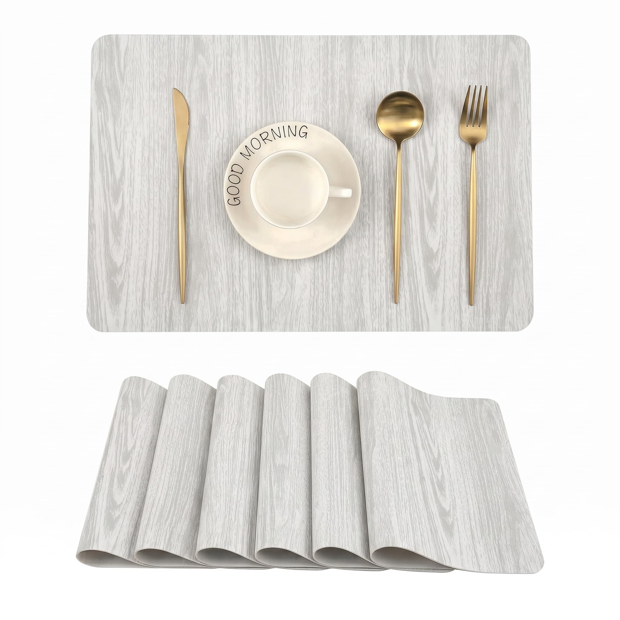 RichAxis Dining Table mat, Washable Table mats, PVC placemat for Kitchen, Non Slip Dining Table Accessories for Home, Rectangular Place Mat for Multiple Use (Set of 2, Grey) — Amazon image 16
