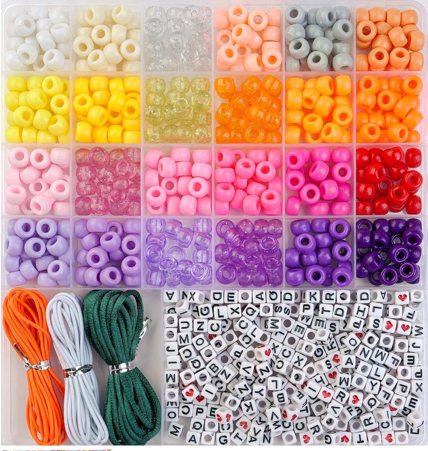 2500 Pcs Pony Beads Kit, 96 Colors UV Glow Alphabet Beads image 4
