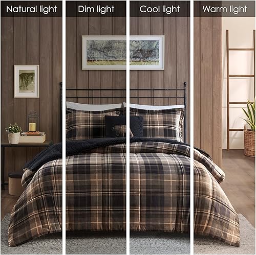 Miniatura 2 de Woolrich Juego de edredón reversible ultrasuave de felpa a sherpa, alternativa al plumón, ropa de cama cálida de invierno para clima frío, con funda