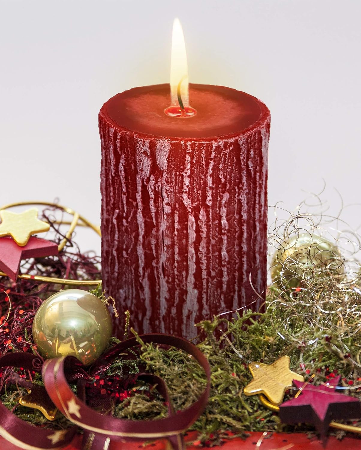 Hyoola Timberline Pillar Candles - 6 Pack - Red Pillar Candles - European Made Rustic Pillar Candle - 3 Inch x 5 Inch