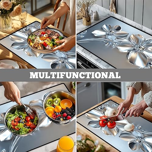 Miniatura 5 de Tapete antideslizante para cubierta superior para lavadora y secadora, almohadilla protectora a prueba de polvo con múltiples diseños de patrones