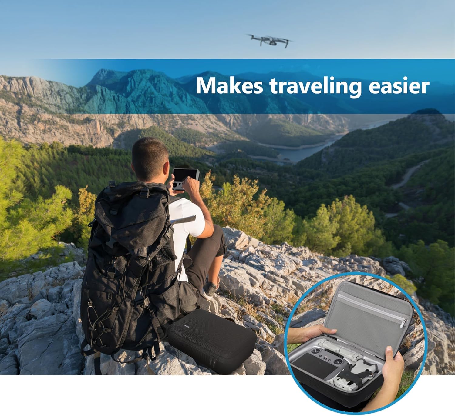 JSVER Carrying Case for DJI Mini 4 Pro EVA Hard Shell Protective Case for DJI Mini 4 Pro/Mini 3/Mini 3 Pro Travel Bag for Mini 4 Pro Fly More Combo Accessories Drone Case (DJI RC-2/RC-N2 Controller)