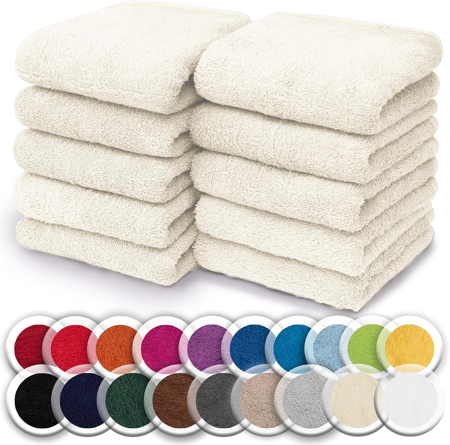 NatureMark Juego de 10 toallitas de Rizo para Cara y Manos – 100% algodón, Suaves y absorbentes – 30×30 cm, Verde Oscuro — view 22