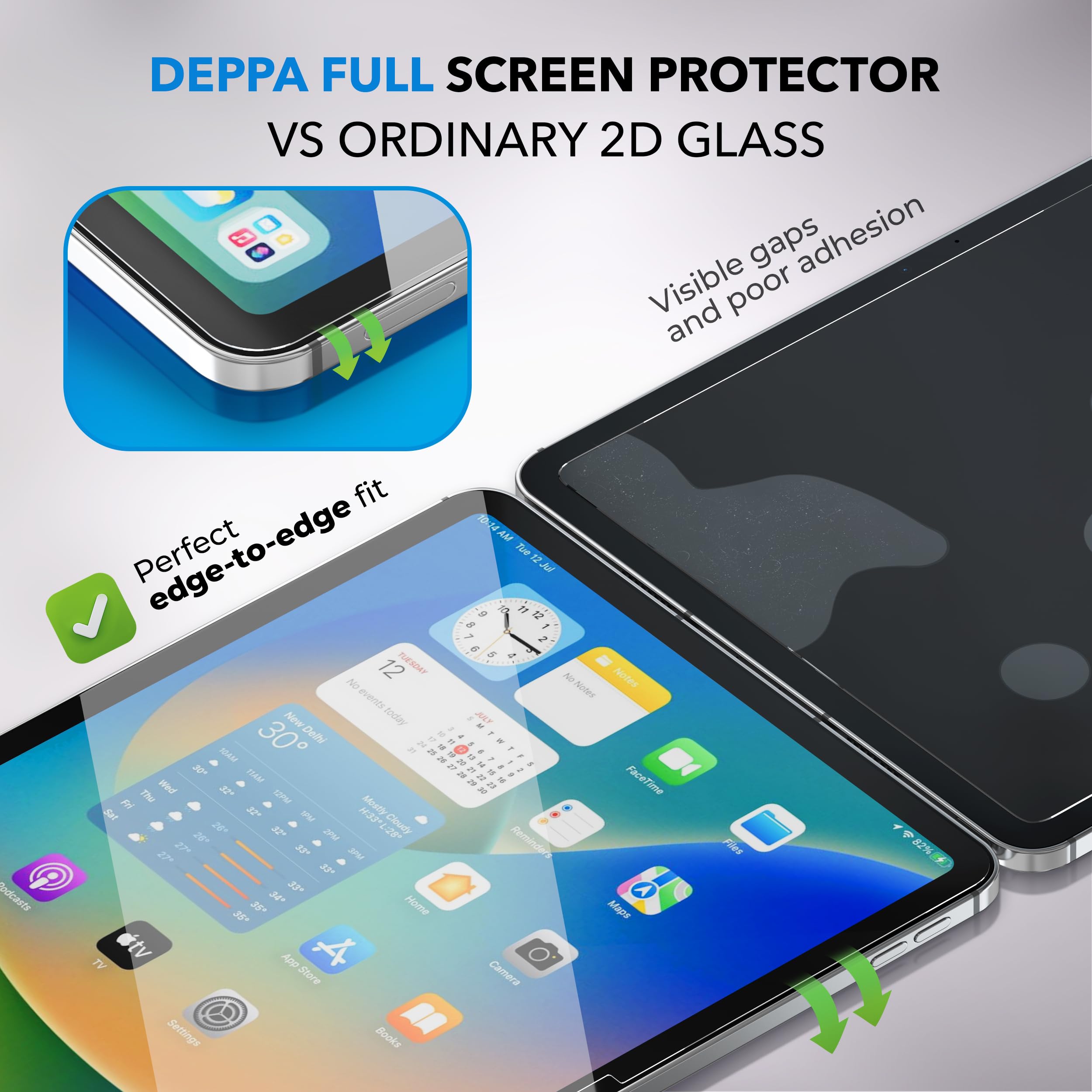 Deppa Pellicola Protettiva per iPad Air 10.9-inch (2022/2020, 5th/4th Gen) e iPad Pro 11-inch (2018-2022) con Kit Installazione
