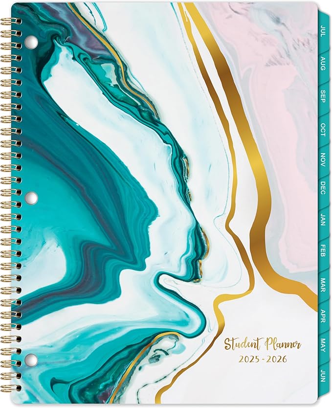 Student Planner 2025-2026 - School Planners with Stickers, July 2025- June 2026, 8.5" x 11", Academic Planner &amp; Weekly Planners/Agenda, Thick Paper + Holidays + 3-Hole Punched + Twin-Wire - Sea Blue