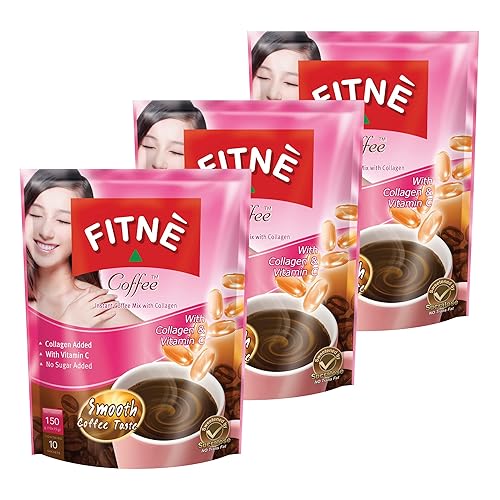 FITNE - Paquetes de café instantáneo 3 en 1 mezcla con colágeno hidrolizado natural vitamina C mezcla suave sabrosa aromática sin azúcar edulcorante