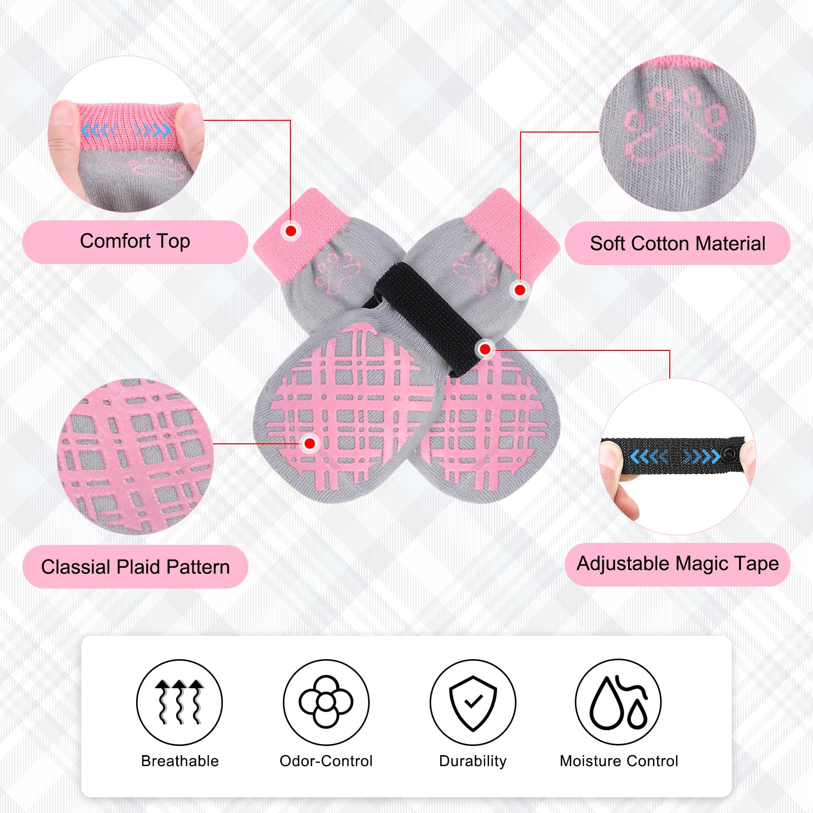 BEAUTYZOO 2 works Anti Slip Dog Socks to Prevent Licking Paws, Dog Shoes for Hot Pavement Small Medium Large Senior Dogs - Image 4